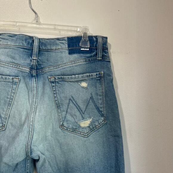 Mother Tomcat Jeans High Rise Cropped Straight Leg Confession Wash Size 30 - Picture 8 of 11